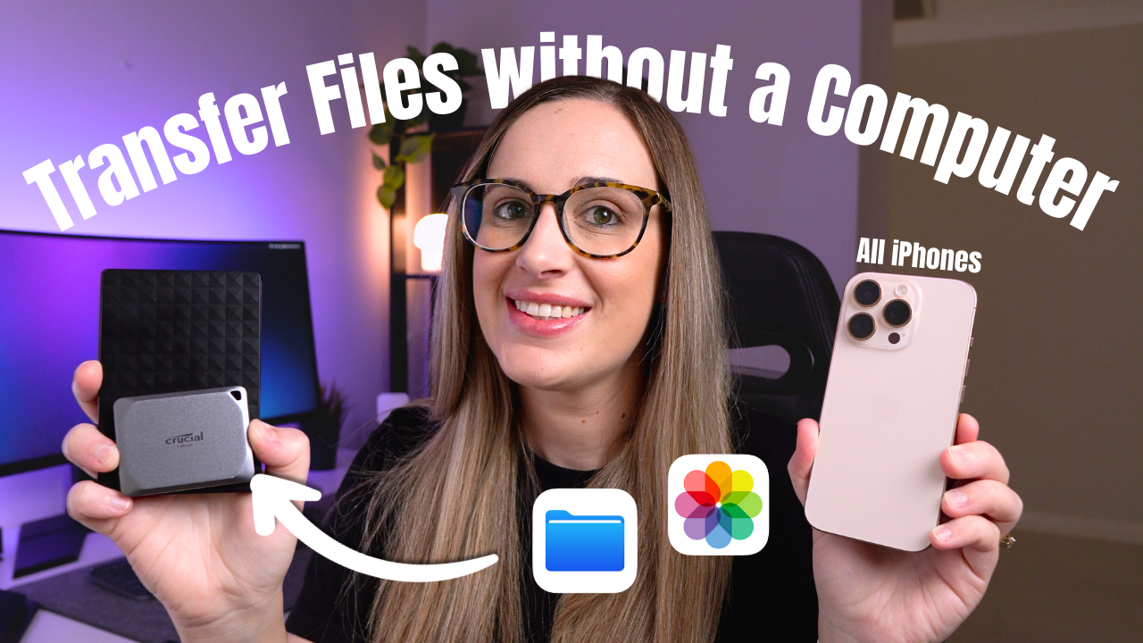 iPhone connected to an external SSD with the Files app open